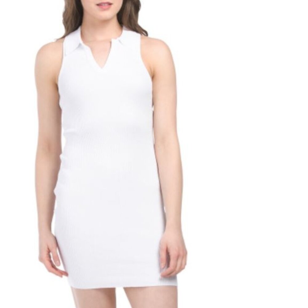 NWT EMORY PARK Sleeveless Collar Tie Back White  Mini Dress Size S